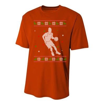 Basketball Player Christmas Cool Ugly Xmas Santa Basketball Funny Gift Performance Sprint T-Shirt