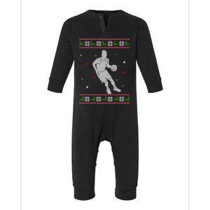 Basketball Player Christmas Cool Ugly Xmas Santa Basketball Funny Gift Infant Fleece One Piece