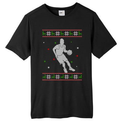 Basketball Player Christmas Cool Ugly Xmas Santa Basketball Funny Gift Tall Fusion ChromaSoft Performance T-Shirt