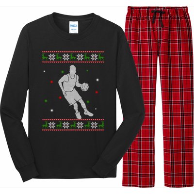 Basketball Player Christmas Cool Ugly Xmas Santa Basketball Funny Gift Long Sleeve Pajama Set