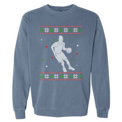 Basketball Player Christmas Cool Ugly Xmas Santa Basketball Funny Gift Garment-Dyed Sweatshirt