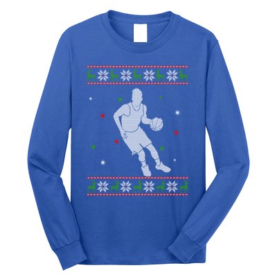 Basketball Player Christmas Cool Ugly Xmas Santa Basketball Funny Gift Long Sleeve Shirt