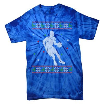 Basketball Player Christmas Cool Ugly Xmas Santa Basketball Funny Gift Tie-Dye T-Shirt