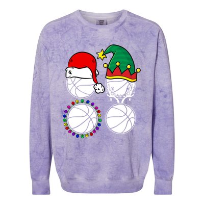 Basketball Player Christmas Cool Ugly Xmas Santa Reindeer Great Gift Colorblast Crewneck Sweatshirt