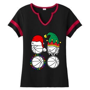 Basketball Player Christmas Cool Ugly Xmas Santa Reindeer Great Gift Ladies Halftime Notch Neck Tee