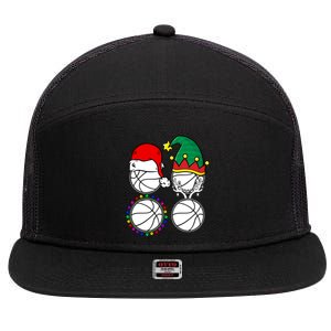 Basketball Player Christmas Cool Ugly Xmas Santa Reindeer Great Gift 7 Panel Mesh Trucker Snapback Hat