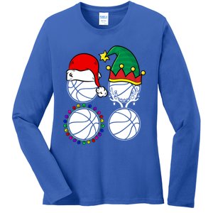 Basketball Player Christmas Cool Ugly Xmas Santa Reindeer Great Gift Ladies Long Sleeve Shirt