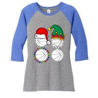 Basketball Player Christmas Cool Ugly Xmas Santa Reindeer Great Gift Women's Tri-Blend 3/4-Sleeve Raglan Shirt