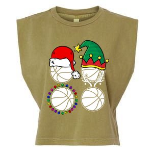 Basketball Player Christmas Cool Ugly Xmas Santa Reindeer Great Gift Garment-Dyed Women's Muscle Tee