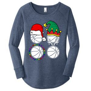 Basketball Player Christmas Cool Ugly Xmas Santa Reindeer Great Gift Women's Perfect Tri Tunic Long Sleeve Shirt