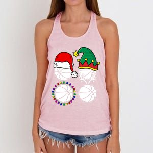 Basketball Player Christmas Cool Ugly Xmas Santa Reindeer Great Gift Women's Knotted Racerback Tank