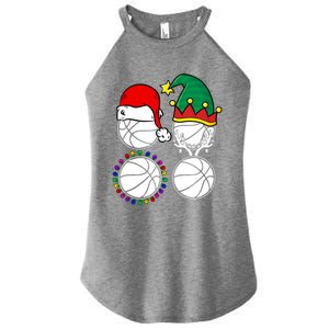 Basketball Player Christmas Cool Ugly Xmas Santa Reindeer Great Gift Women's Perfect Tri Rocker Tank