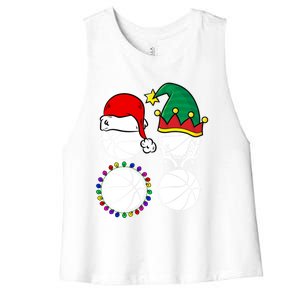 Basketball Player Christmas Cool Ugly Xmas Santa Reindeer Great Gift Women's Racerback Cropped Tank