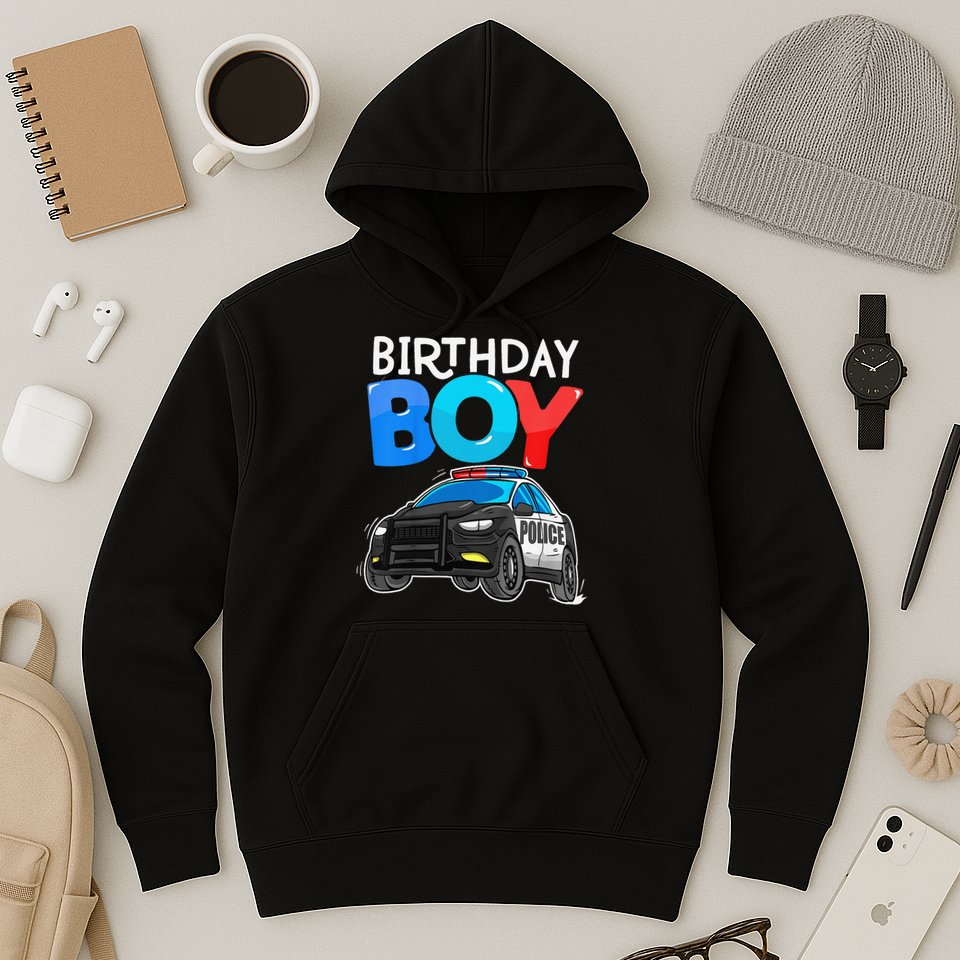 Birthday Police Car Policeman Theme Birthday Hoodie