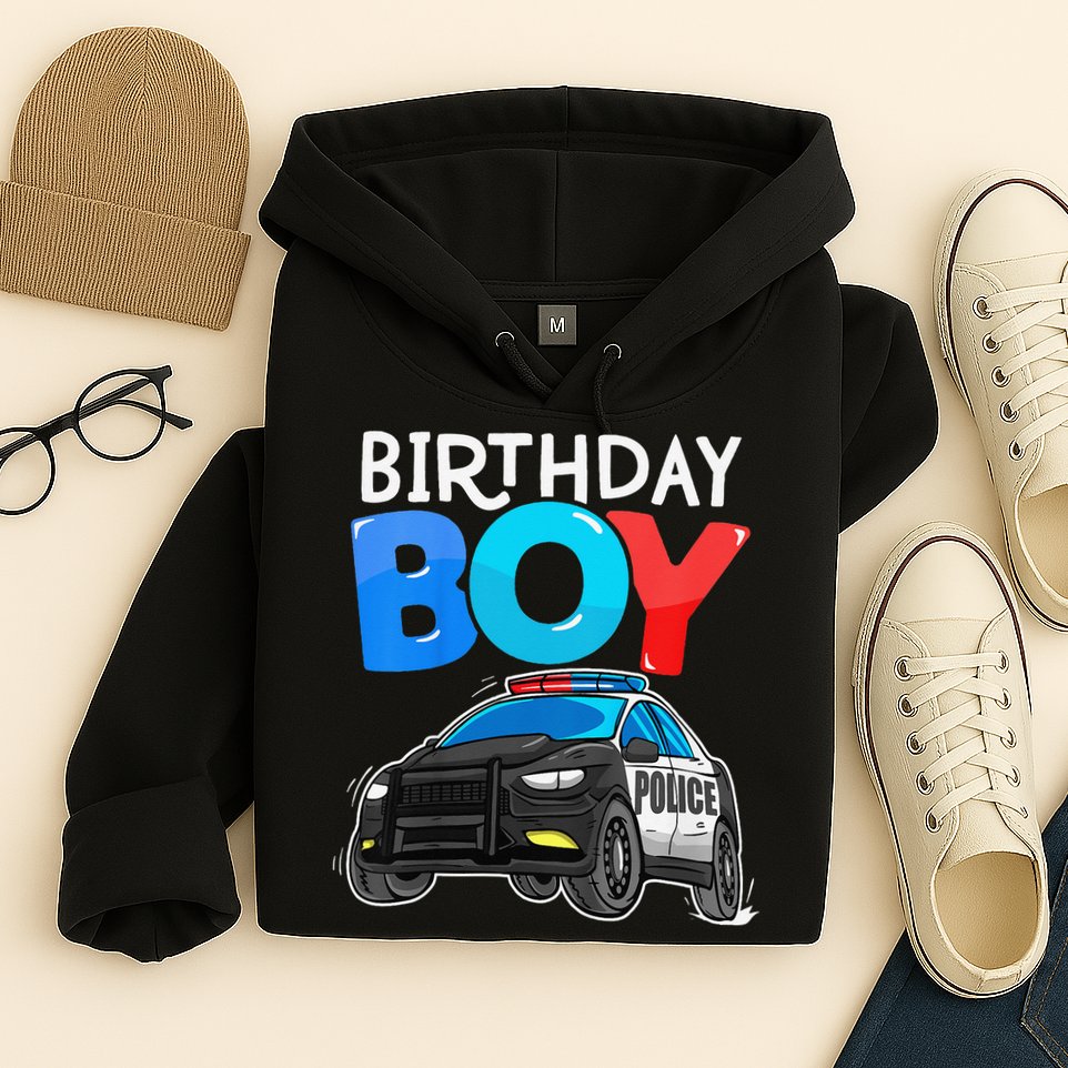Birthday Police Car Policeman Theme Birthday Hoodie
