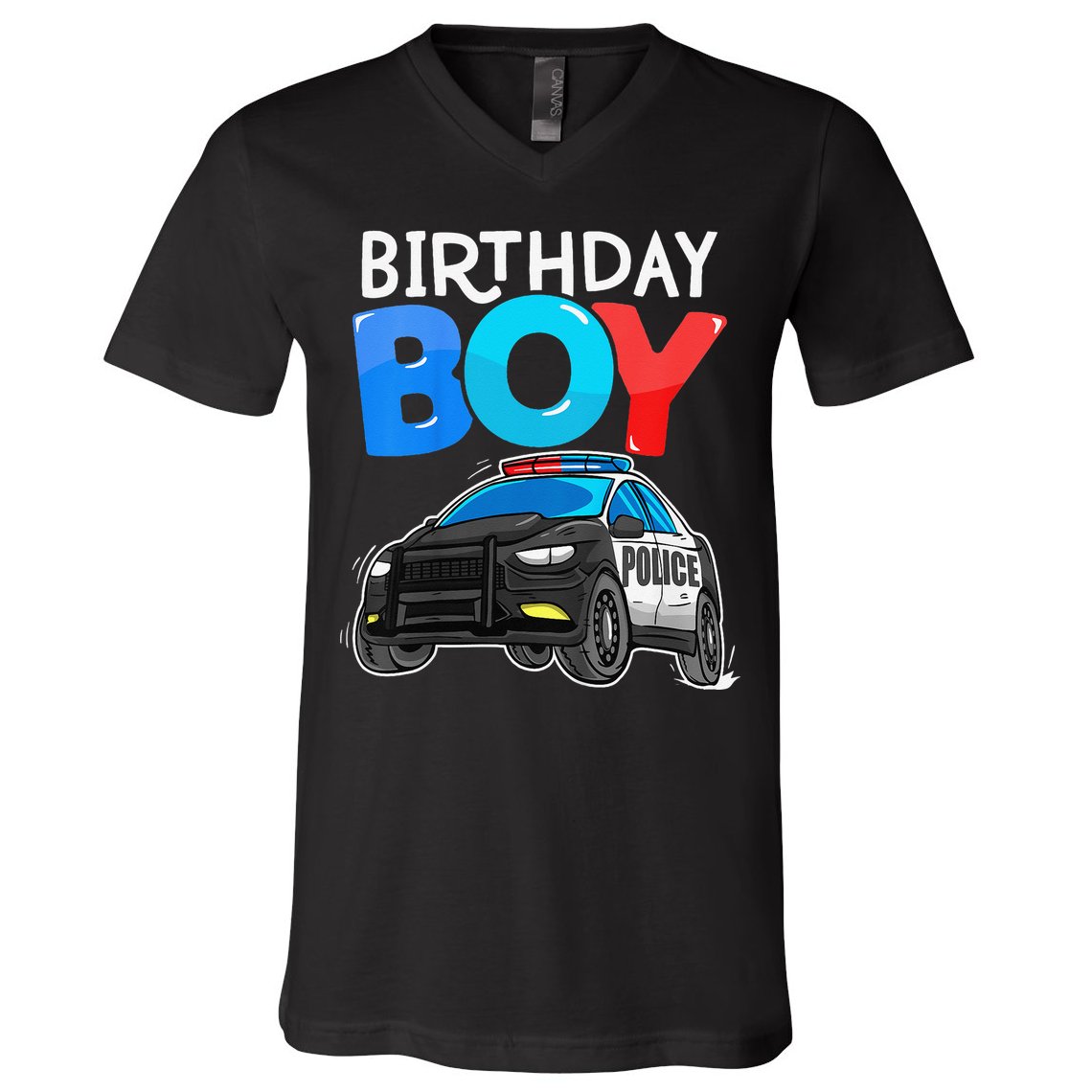 Birthday Police Car Policeman Theme Birthday V-Neck T-Shirt