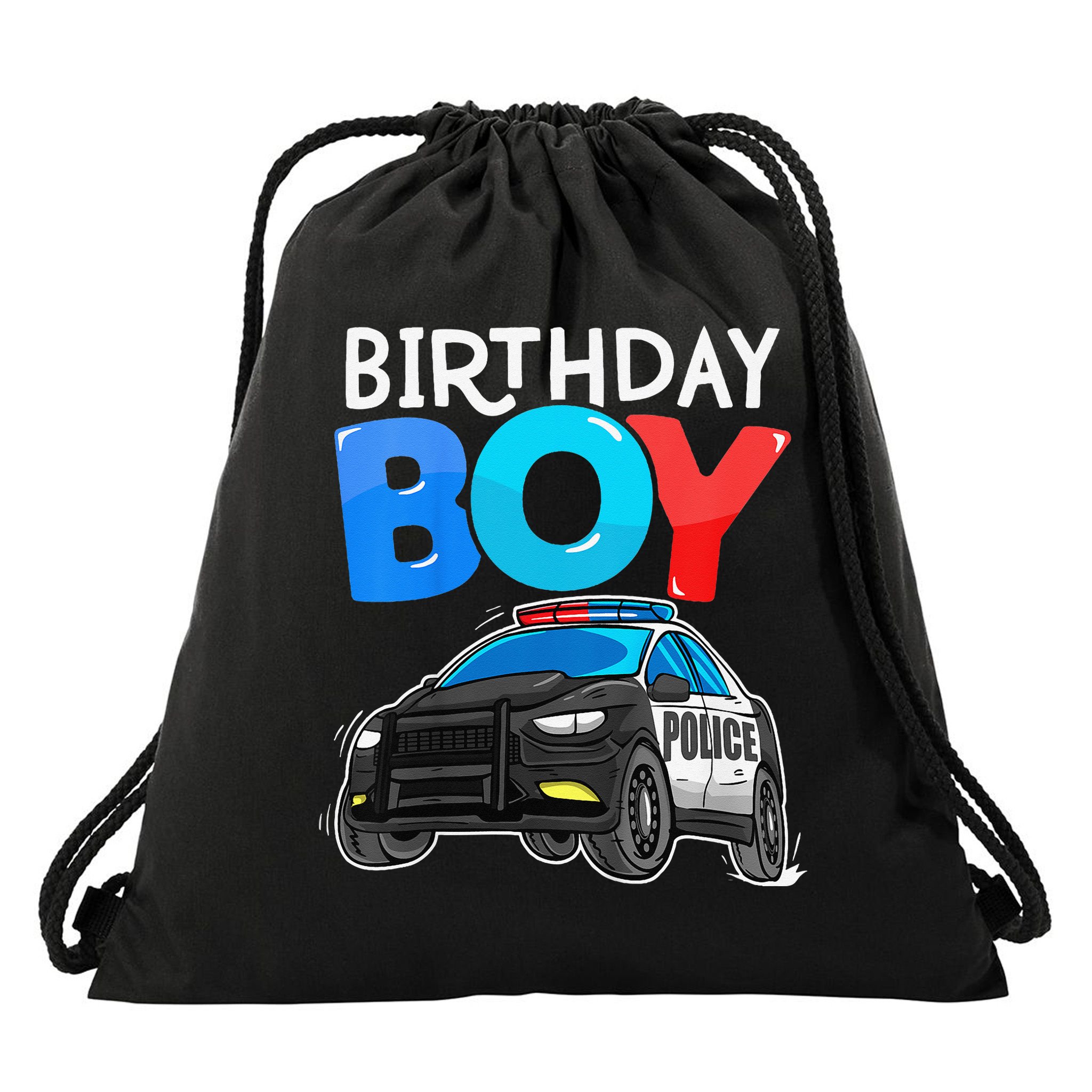 Birthday Police Car Policeman Theme Birthday Drawstring Bag