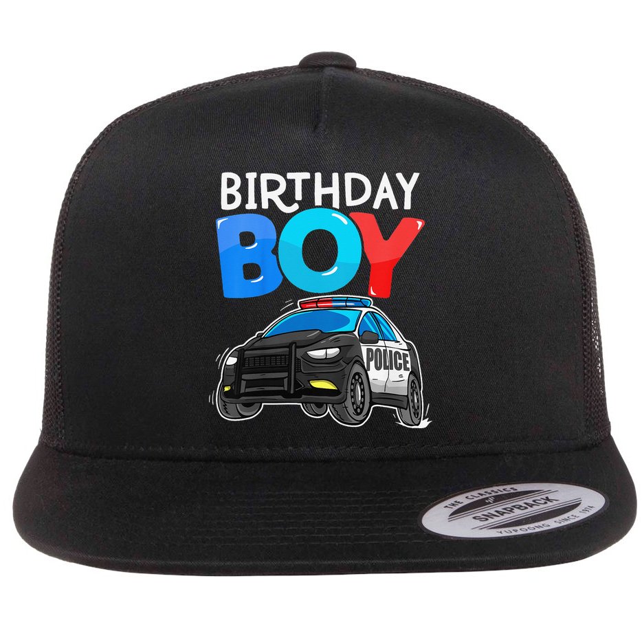 Birthday Police Car Policeman Theme Birthday Flat Bill Trucker Hat