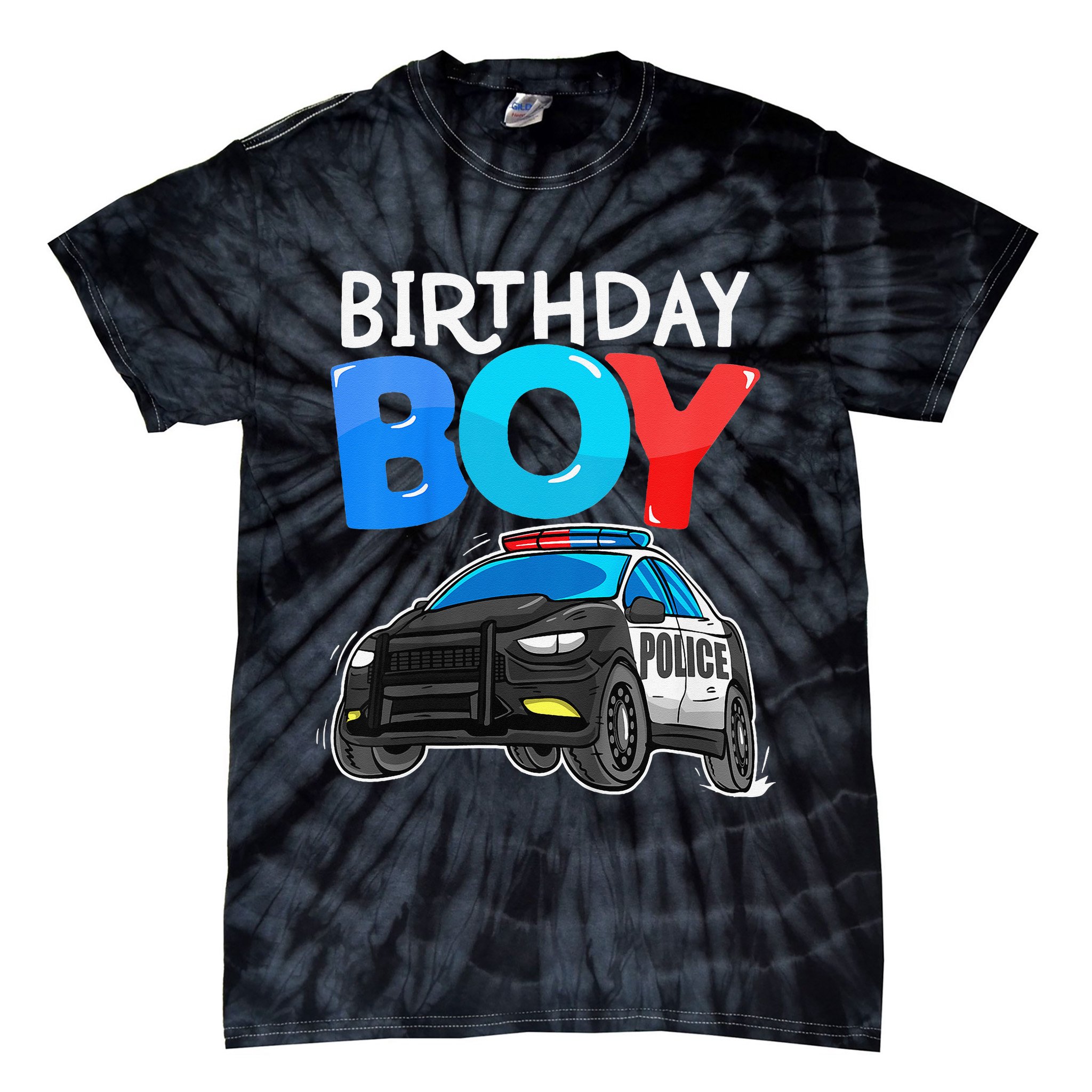Birthday Police Car Policeman Theme Birthday Tie-Dye T-Shirt