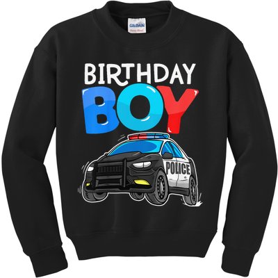 Birthday Police Car Policeman Theme Birthday Kids Sweatshirt