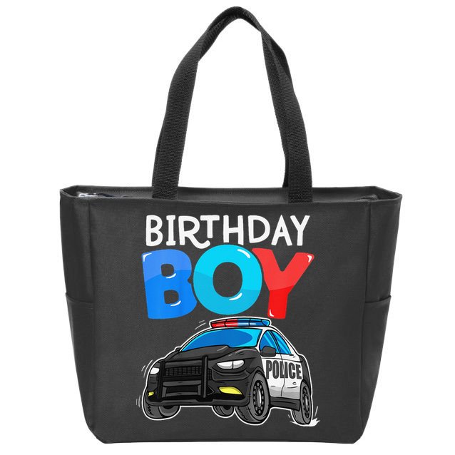 Birthday Police Car Policeman Theme Birthday Zip Tote Bag