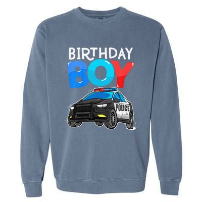 Birthday Police Car Policeman Theme Birthday Garment-Dyed Sweatshirt