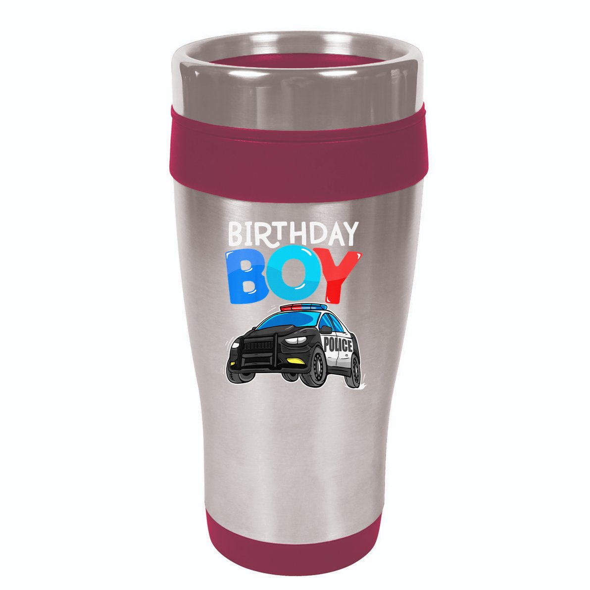 Birthday Police Car Policeman Theme Birthday 16oz Travel Tumbler