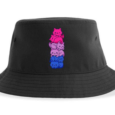 Bi Pride Cat LGBT Bisexual Flag Cute Kawaii Cats Pile Gift Sustainable Bucket Hat