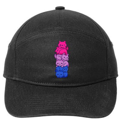 Bi Pride Cat LGBT Bisexual Flag Cute Kawaii Cats Pile Gift 7-Panel Snapback Hat