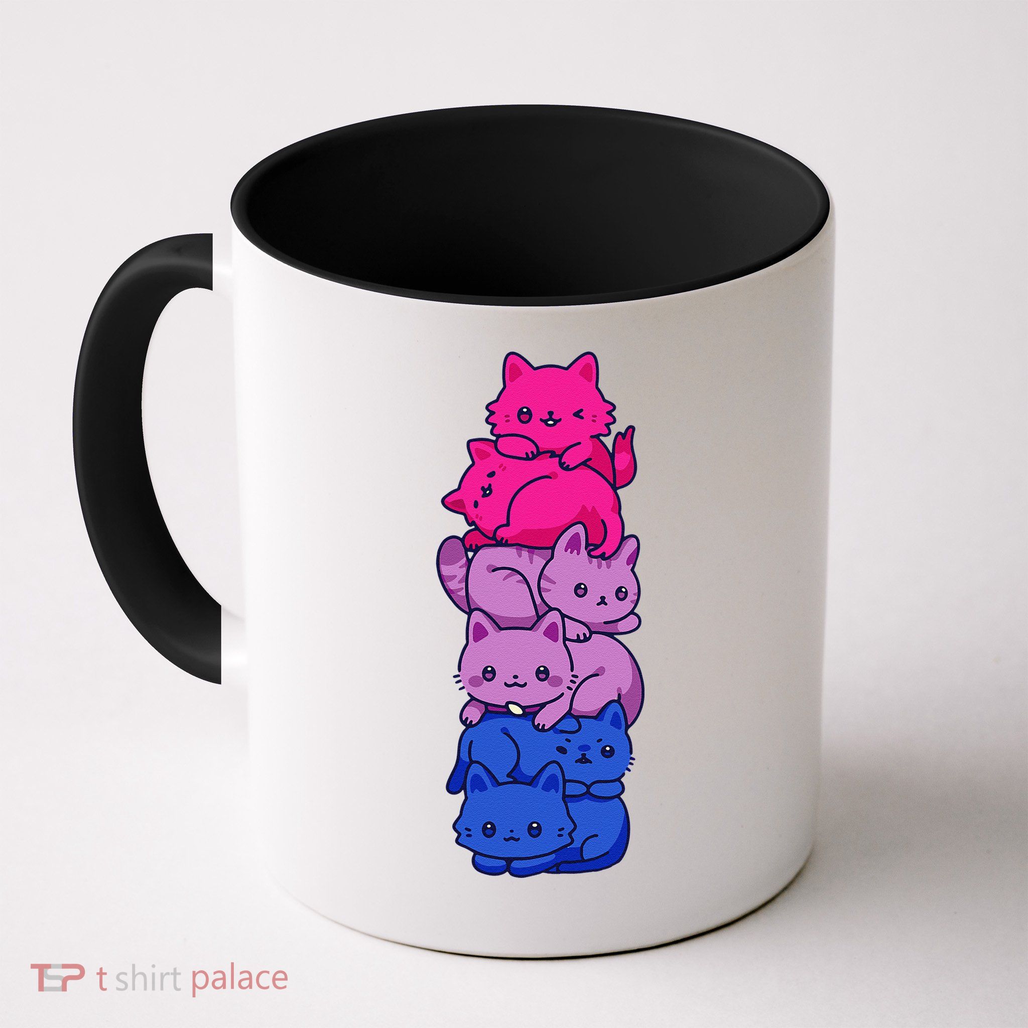 Bi Pride Cat LGBT Bisexual Flag Cute Kawaii Cats Pile Gift Mug