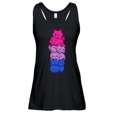 Bi Pride Cat LGBT Bisexual Flag Cute Kawaii Cats Pile Gift Ladies Essential Flowy Tank