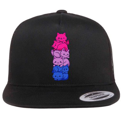 Bi Pride Cat LGBT Bisexual Flag Cute Kawaii Cats Pile Gift Flatbill Hat