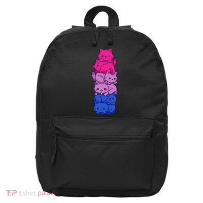 Bi Pride Cat LGBT Bisexual Flag Cute Kawaii Cats Pile Gift 16 in Basic Backpack