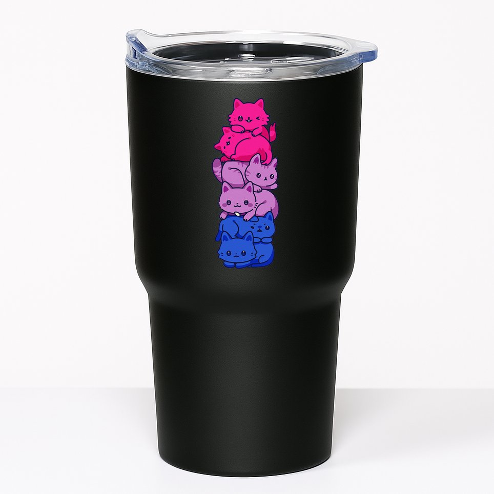 Bi Pride Cat LGBT Bisexual Flag Cute Kawaii Cats Pile Gift Tumbler