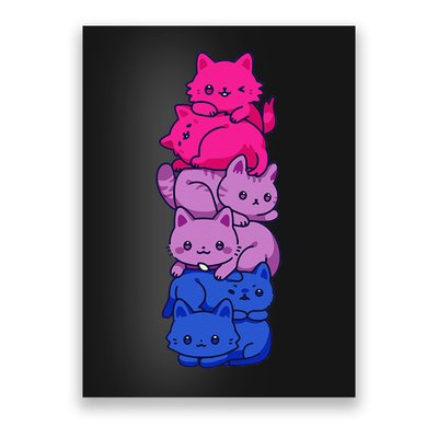 Bi Pride Cat LGBT Bisexual Flag Cute Kawaii Cats Pile Gift Poster