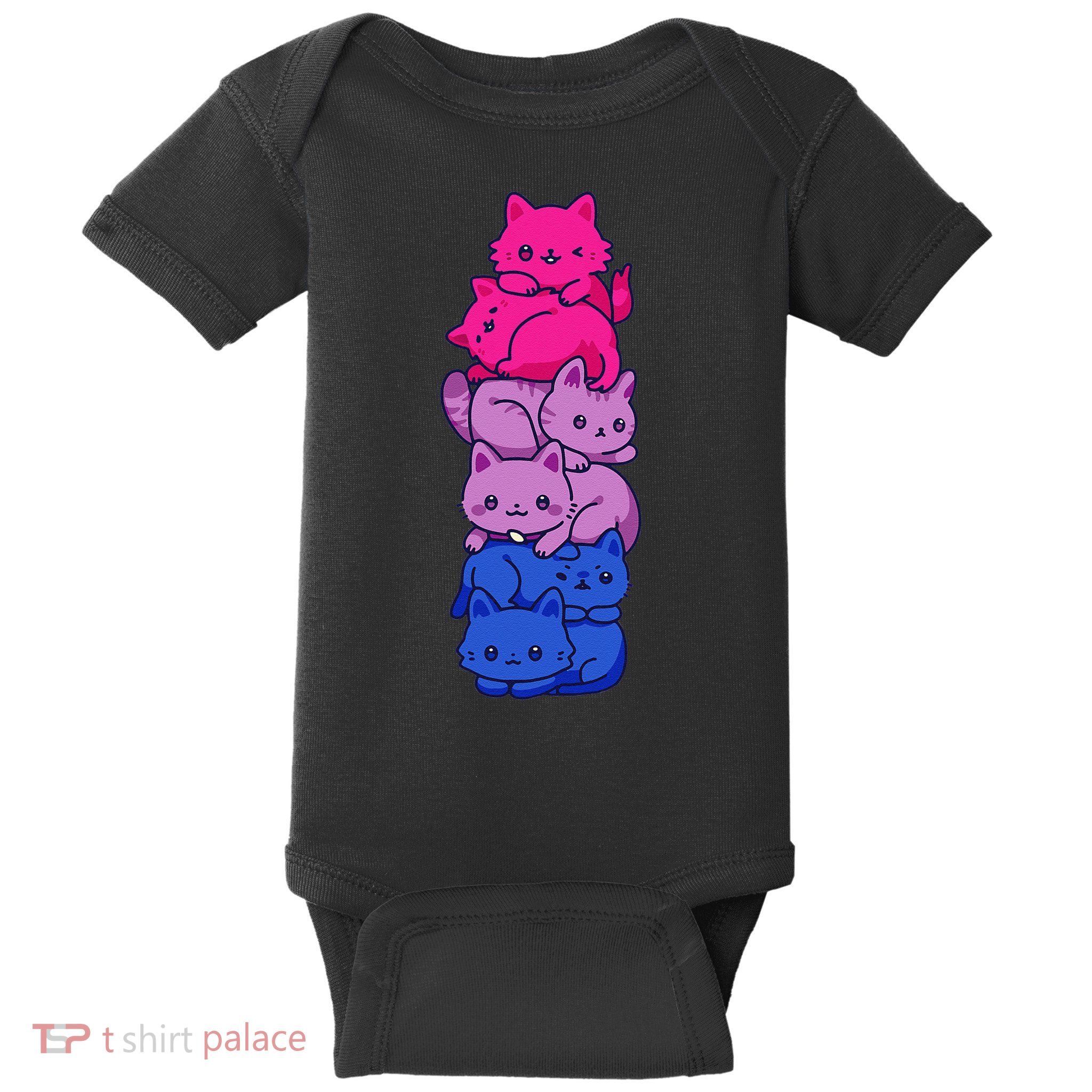 Bi Pride Cat LGBT Bisexual Flag Cute Kawaii Cats Pile Gift Baby Bodysuit