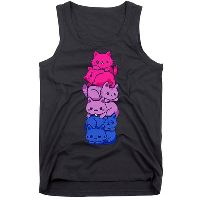 Bi Pride Cat LGBT Bisexual Flag Cute Kawaii Cats Pile Gift Tank Top