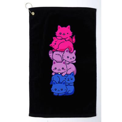Bi Pride Cat LGBT Bisexual Flag Cute Kawaii Cats Pile Gift Golf Towel