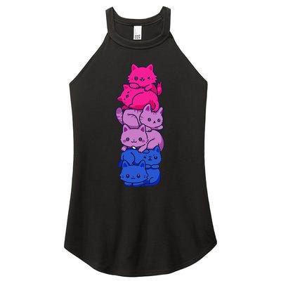 Bi Pride Cat LGBT Bisexual Flag Cute Kawaii Cats Pile Gift Women's Perfect Tri Rocker Tank