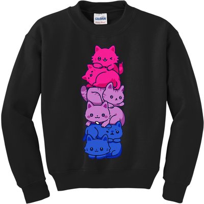 Bi Pride Cat LGBT Bisexual Flag Cute Kawaii Cats Pile Gift Kids Sweatshirt