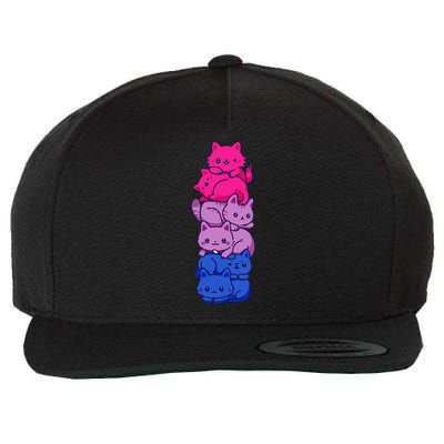 Bi Pride Cat LGBT Bisexual Flag Cute Kawaii Cats Pile Gift Wool Snapback Cap
