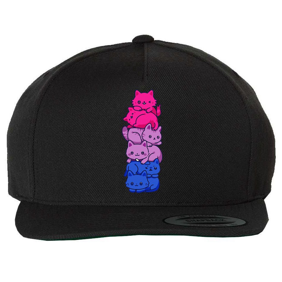 Bi Pride Cat LGBT Bisexual Flag Cute Kawaii Cats Pile Gift Wool Snapback Cap