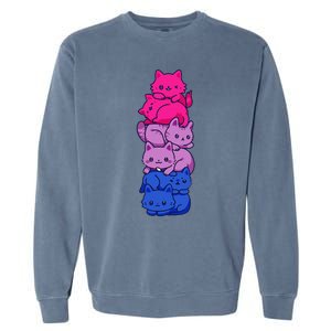 Bi Pride Cat LGBT Bisexual Flag Cute Kawaii Cats Pile Gift Garment-Dyed Sweatshirt