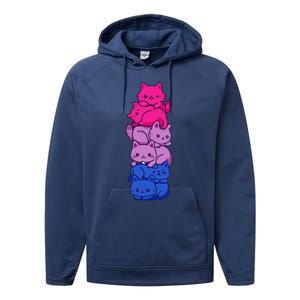 Bi Pride Cat LGBT Bisexual Flag Cute Kawaii Cats Pile Gift Performance Fleece Hoodie