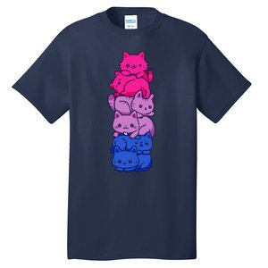 Bi Pride Cat LGBT Bisexual Flag Cute Kawaii Cats Pile Gift Tall T-Shirt