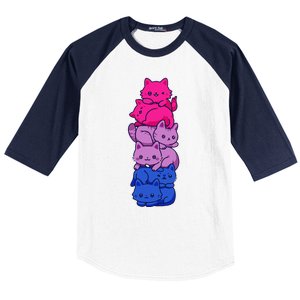 Bi Pride Cat LGBT Bisexual Flag Cute Kawaii Cats Pile Gift Baseball Sleeve Shirt