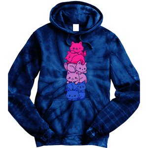 Bi Pride Cat LGBT Bisexual Flag Cute Kawaii Cats Pile Gift Tie Dye Hoodie