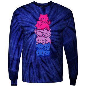 Bi Pride Cat LGBT Bisexual Flag Cute Kawaii Cats Pile Gift Tie-Dye Long Sleeve Shirt