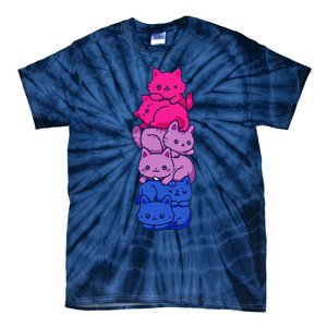 Bi Pride Cat LGBT Bisexual Flag Cute Kawaii Cats Pile Gift Tie-Dye T-Shirt