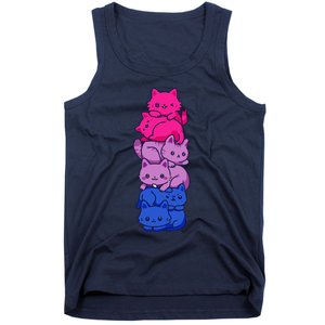 Bi Pride Cat LGBT Bisexual Flag Cute Kawaii Cats Pile Gift Tank Top